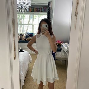 Honey and Rosie white mesh cutout dress